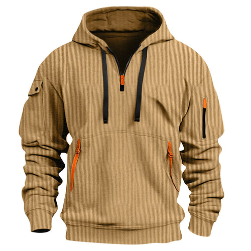Sporty hoodie for men with innovative zipper and practical pockets Lune London