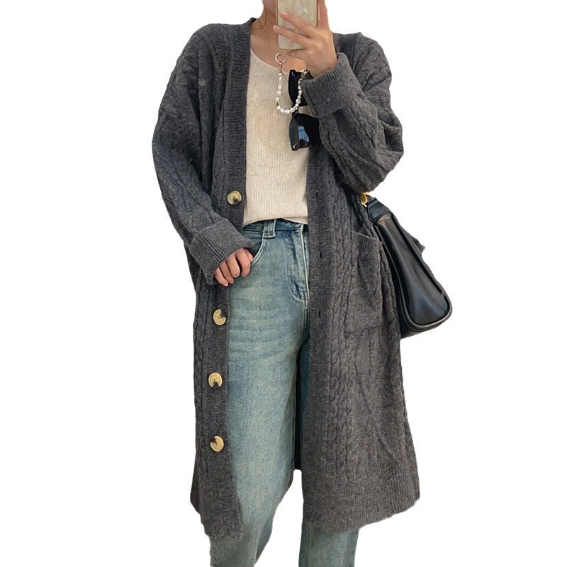Manteau tricoté pour dames avec motif en câble et poches Chic & Stil