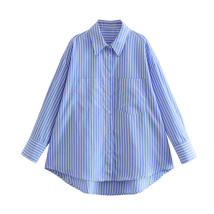 Casual striped shirt for women with classic button details and chest pockets Lune London