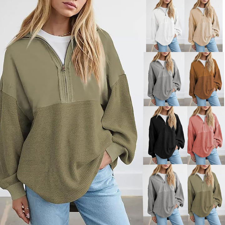 Women's casual sweatshirt with high collar and textured design Lune London