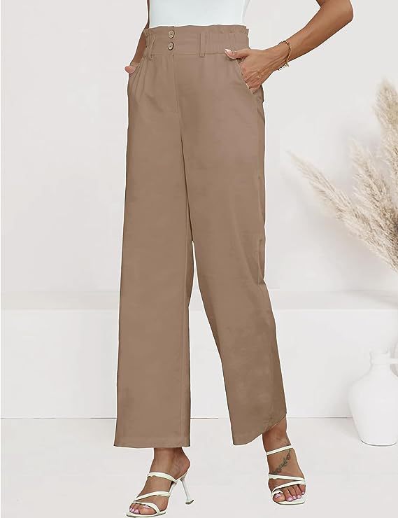 Wide Palazzo Trousers for Women with Elastic Waist and Practical Button Details Lune London