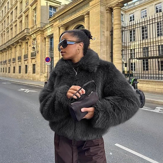 Ladies Designer Faux Fur Jacket Lune London