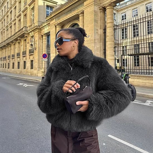 Ladies Designer Faux Fur Jacket Lune London