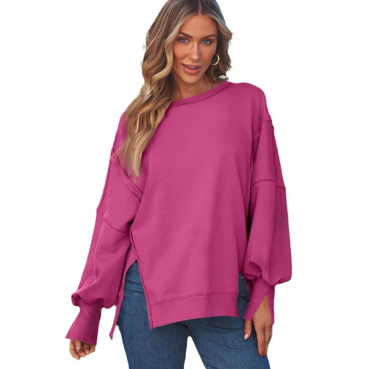 Oversized casual sweatshirt for women with wide collar and side openings Lune London