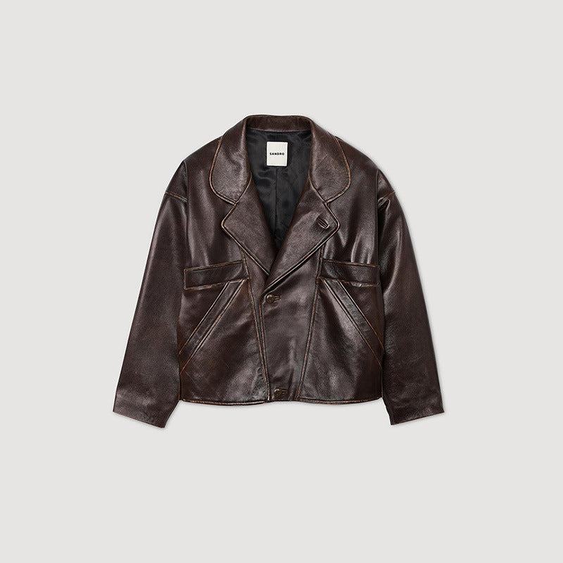 Faux leather jacket for women in a casual style with practical pockets and elegant lapels Lune London