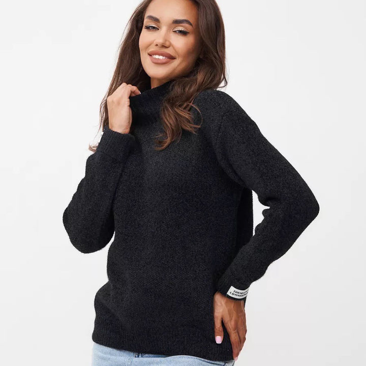 Women's sweater with high collar and structured knit Lune London