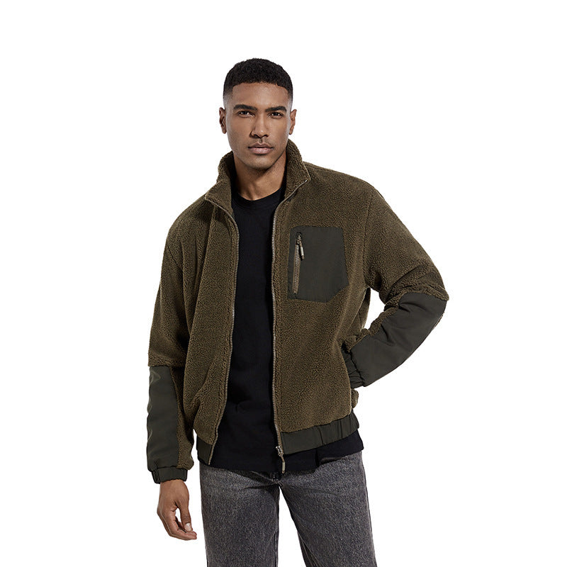 Fleece jacket for men with high collar and side zip pockets Lune London
