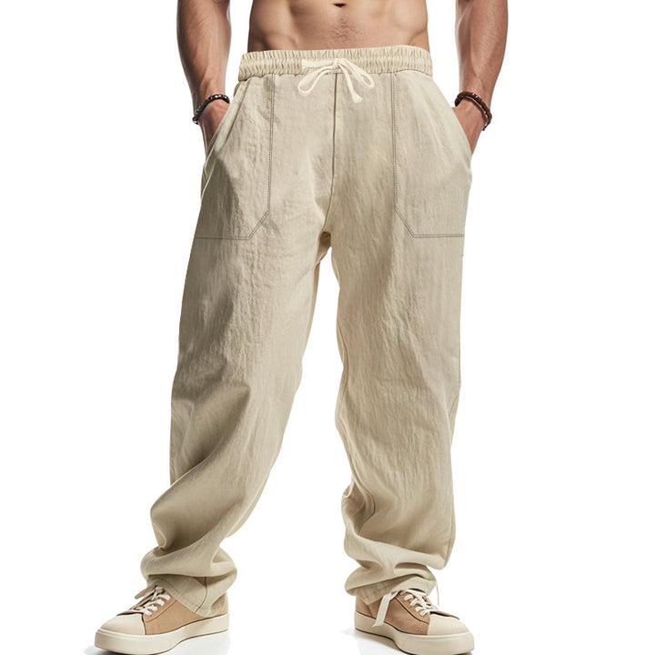Casual cargo pants for men in lightweight and breathable material with adjustable drawstring Lune London