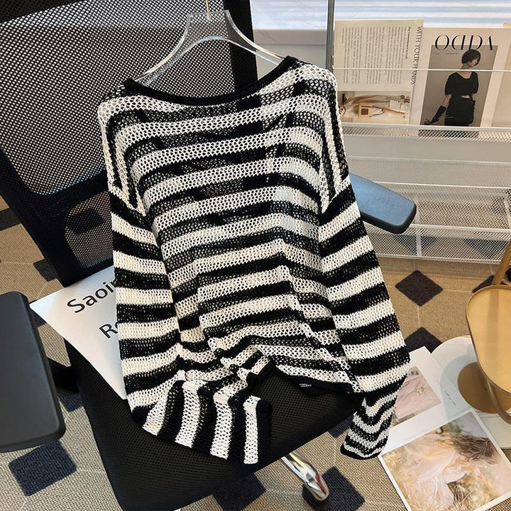 Pull en mesh pour femme avec découpe ouverte et décolleté en V profond Chic & Stil
