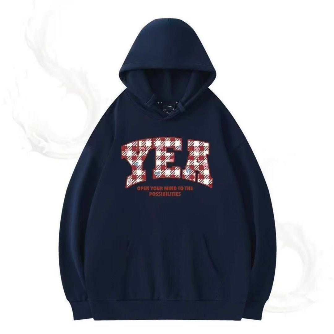 Women's Oversized Hooded Sweatshirt with Creative Writing Chic & Stil