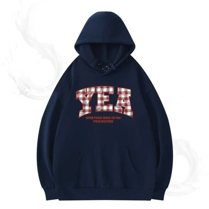Women's Oversized Hooded Sweatshirt with Creative Writing Chic & Stil