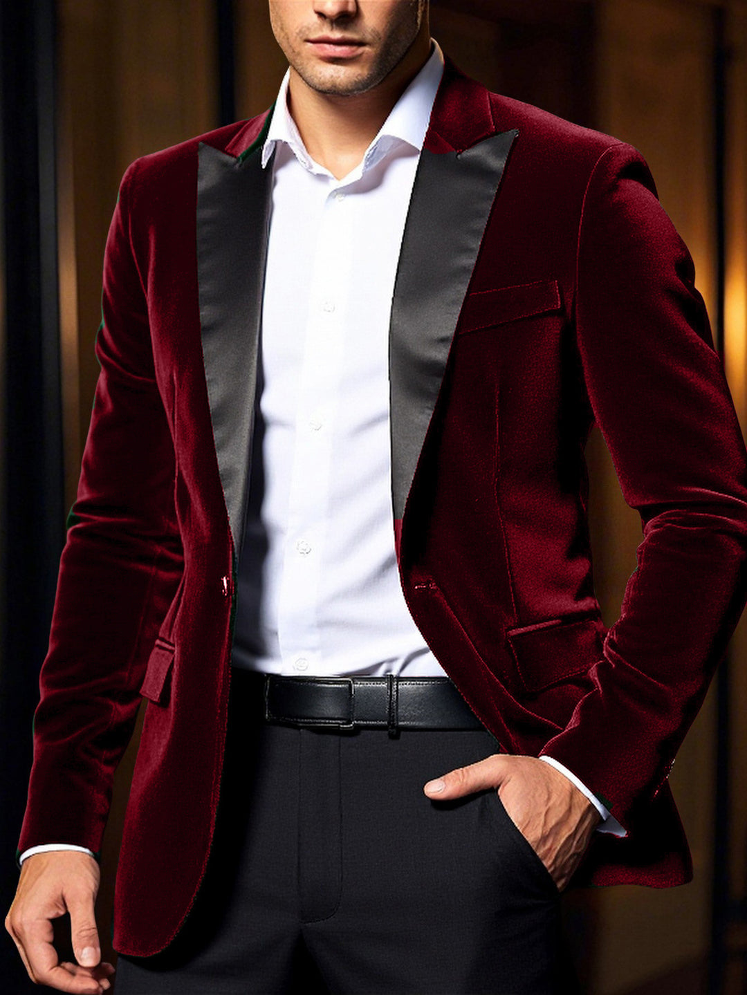 Elegant velvet jacket for men with satin collar Lune London