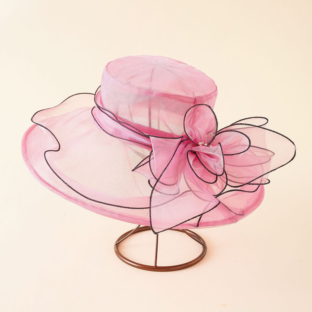 Ladies Elegant Sun Hat with Fine Mesh Structure and Romantic Bow Elements Lune London