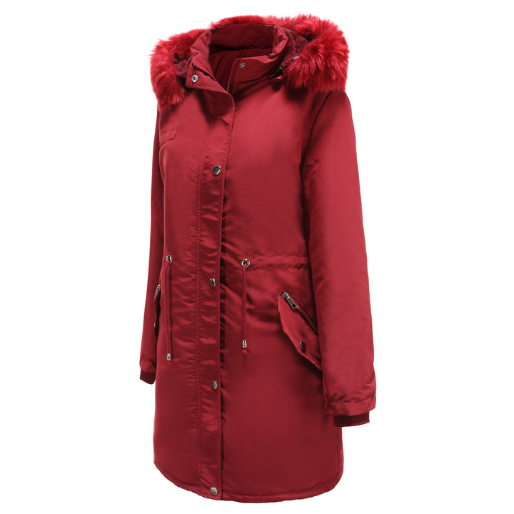 Ladies park jacket with removable faux fur collar and zippered side pockets Lune London