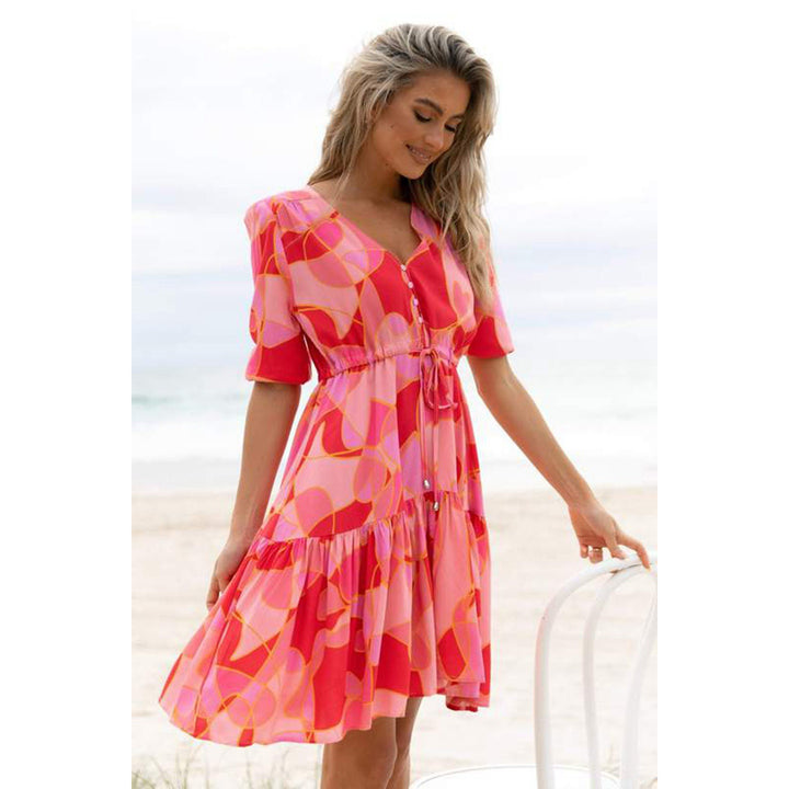 Midi fluid dress for women with ruffled skirt Lune London