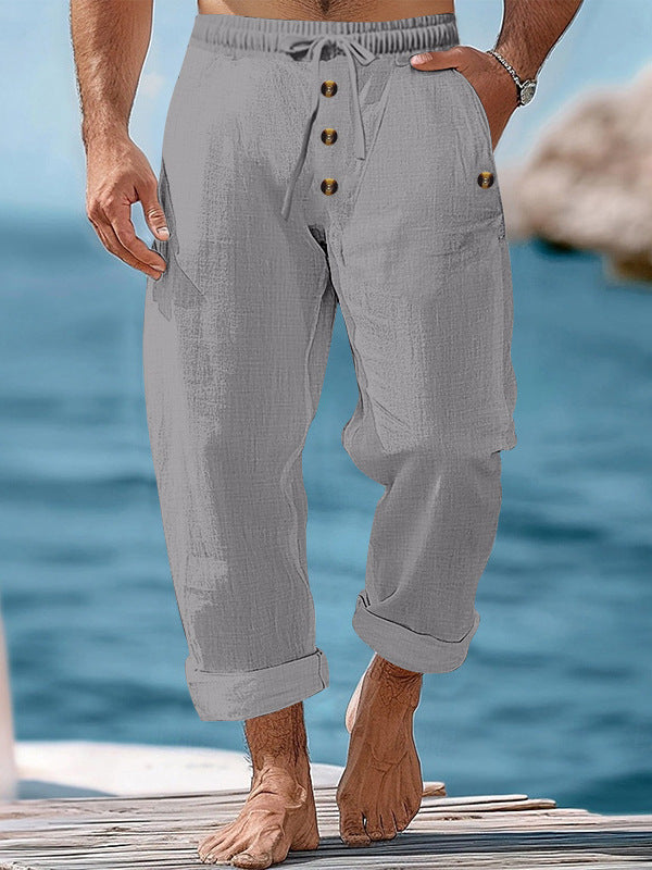 Casual linen pants for men with adjustable waistband and functional pockets Lune London
