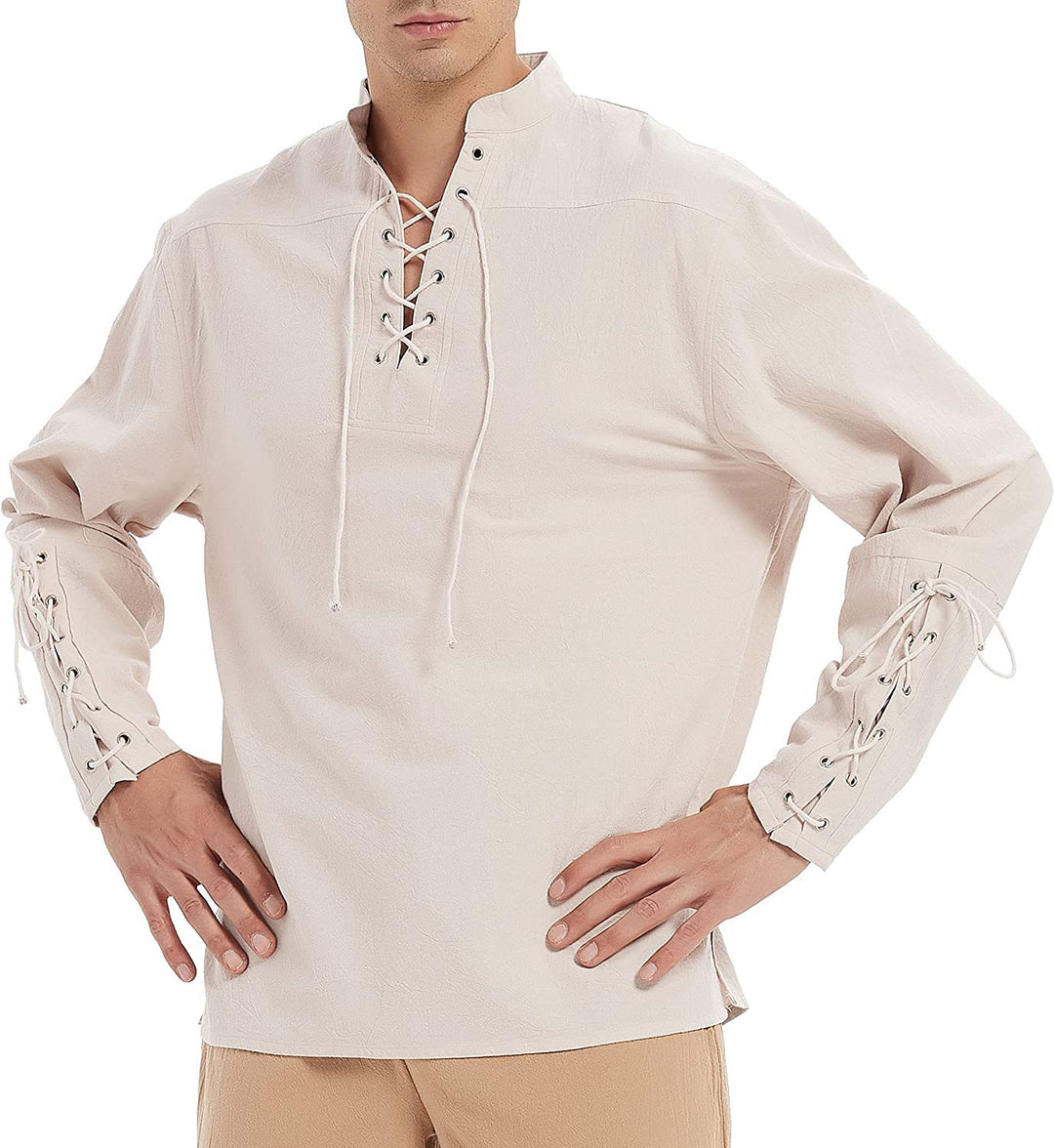 Men's long sleeve shirt with trendy laces and contrasting seams Lune London