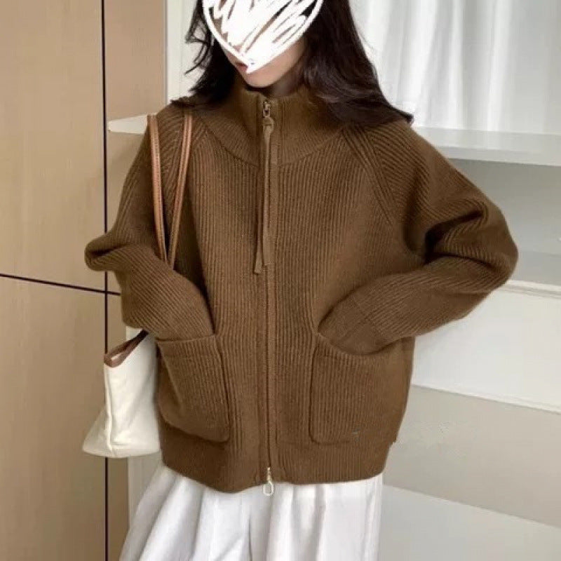 Cardigan femme avec col montant et poches pratiques Chic & Stil