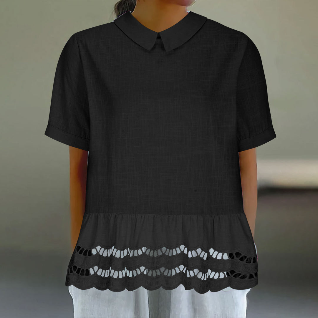 Elegant blouse for women with wavy hem Lune London