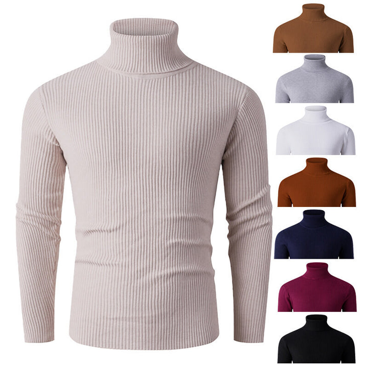 Elegant turtleneck sweater for men in structured knitted material Lune London