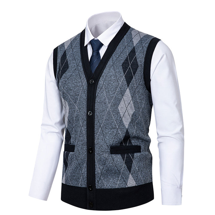 Elegant knitted jacket for men with a modern diamond pattern Lune London