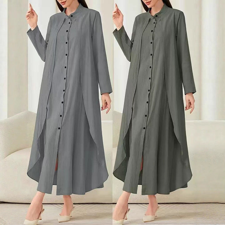 Midi dress for women with a fluid cut and button placket Lune London