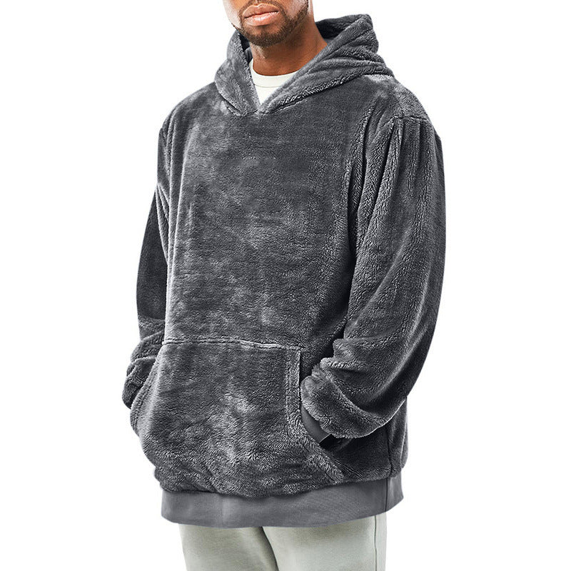 Men's cozy fleece hoodie with kangaroo pocket and hood Lune London