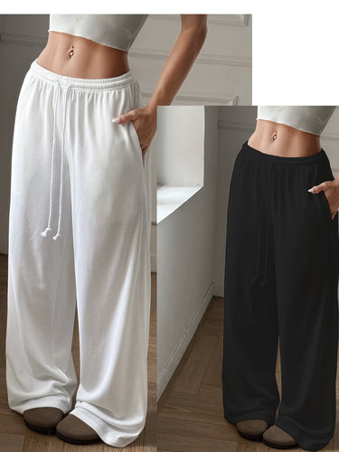 Pantalons Palazzo décontractés pour femmes avec taille élastique et poches latérales pratiques Chic & Stil