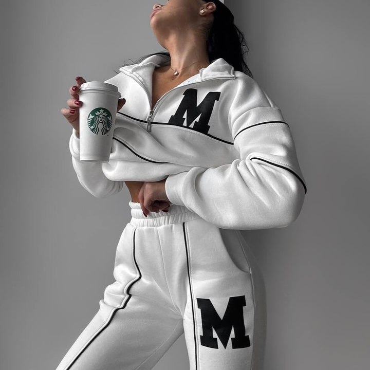 Ladies leisure tracksuit with modern vertical stripes Lune London