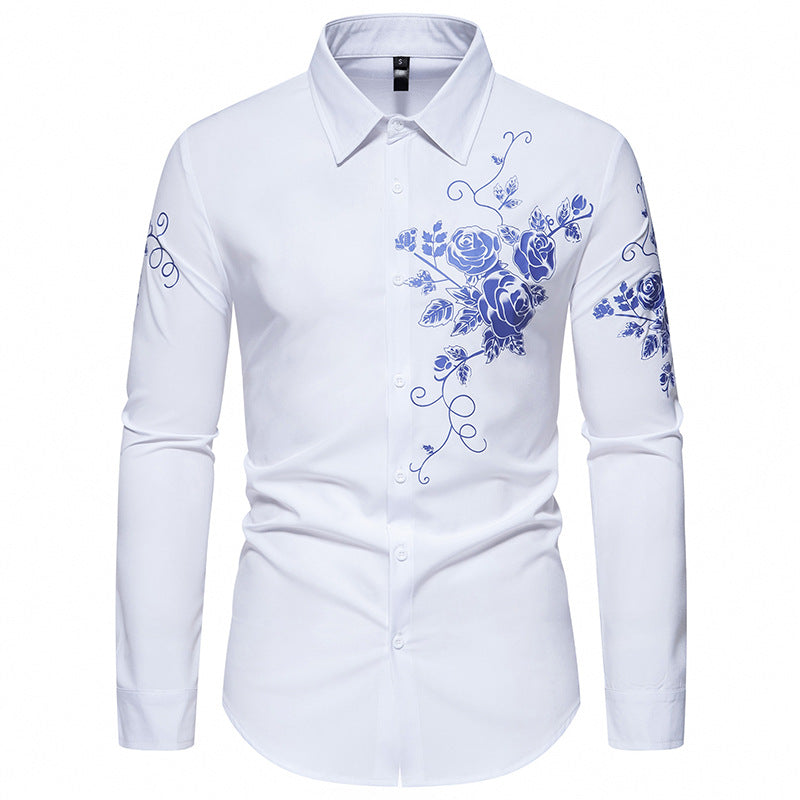 Men's long sleeve shirt with floral embroidery Lune London