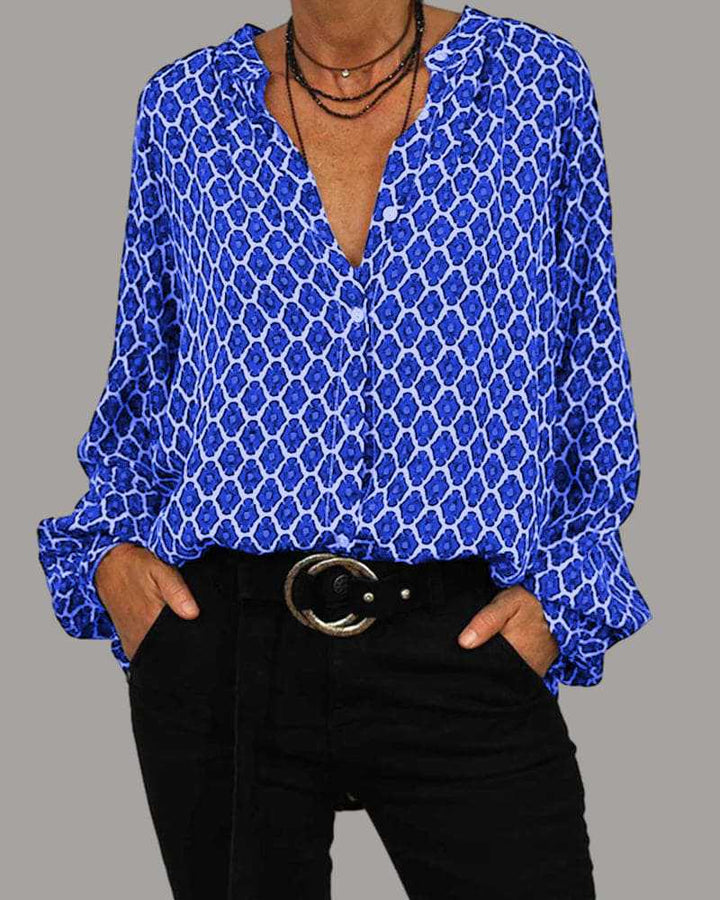 Women's Blouse with Unusual Print and Comfortable Long Sleeves Lune London