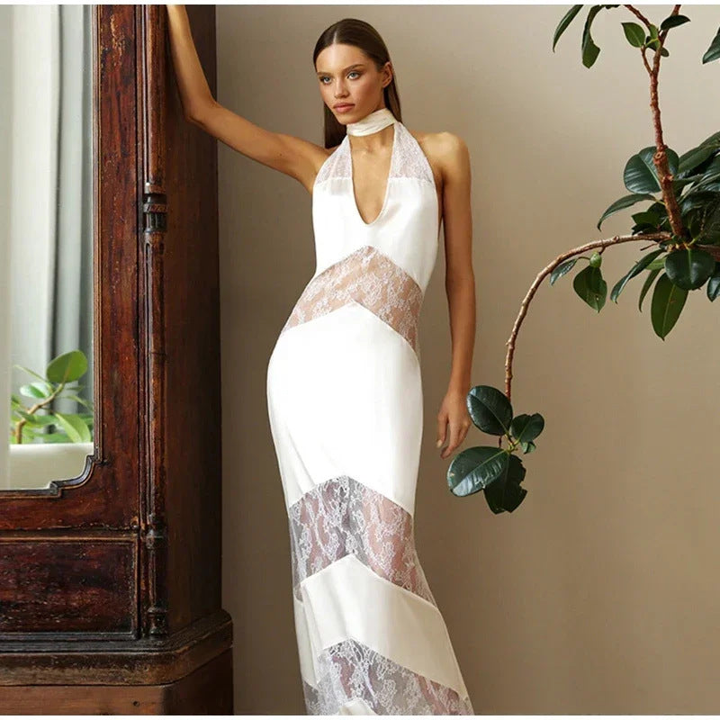 Robe Maxi Élégante pour Femmes avec Finesse en Dentelle Séductrice Chic & Stil