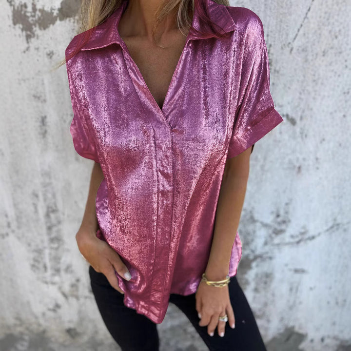 Satin blouse for women with fashionable collar and elegant cut Lune London