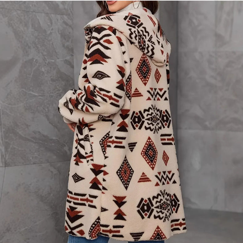 Women's plush jacket with ethnic pattern Lune London