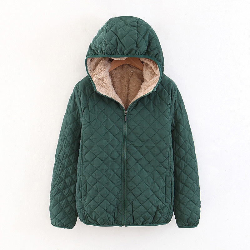 Ladies quilted winter coat with cozy lining and hood Lune London
