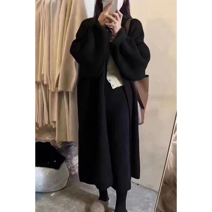 Manteau long en tricot pour femmes avec une coupe surdimensionnée et une doublure en polaire douce