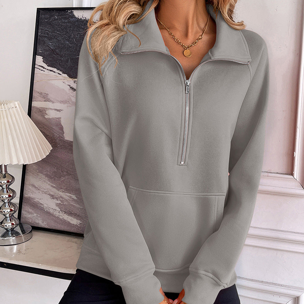 Women's sweatshirt with high collar and zipper Lune London
