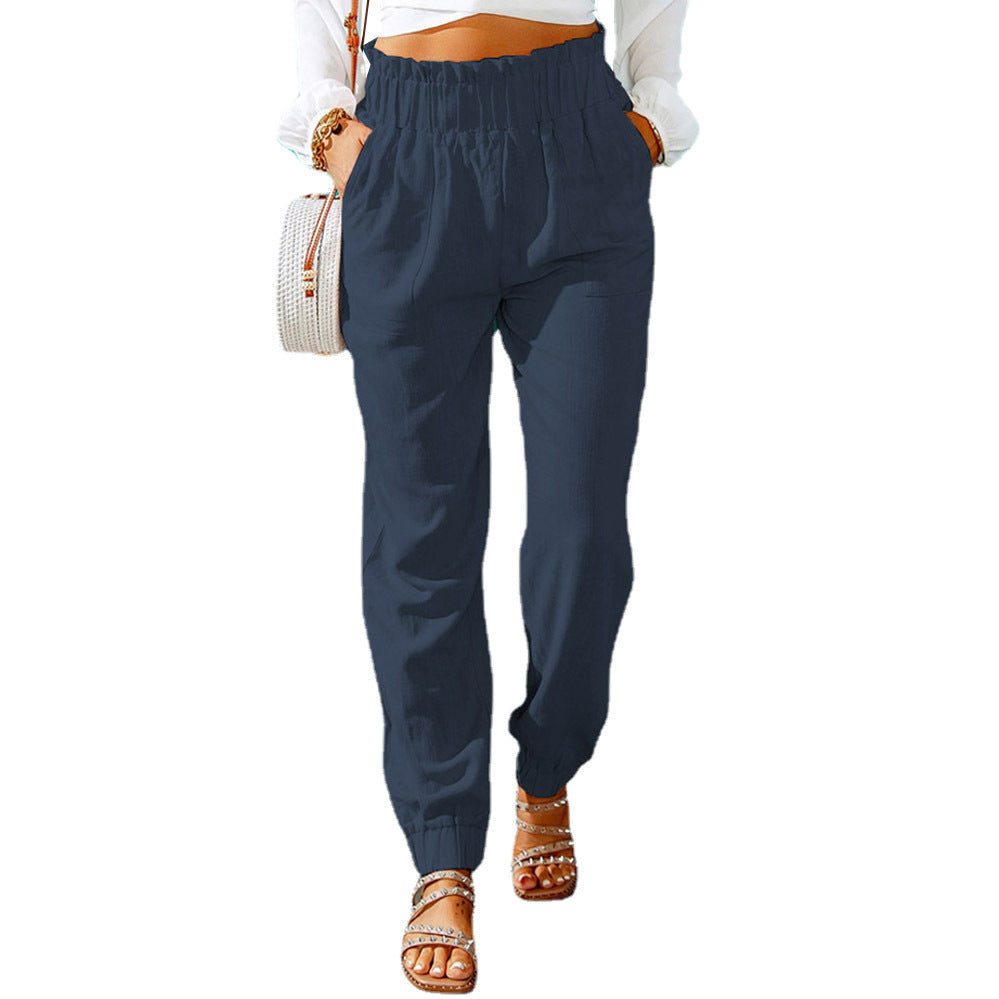 Comfortable and stylish summer pants for women with elastic waist and convenient pockets Lune London