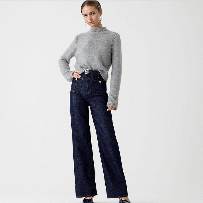 Women Wide Comfortable Jeans with High Waist Lune London