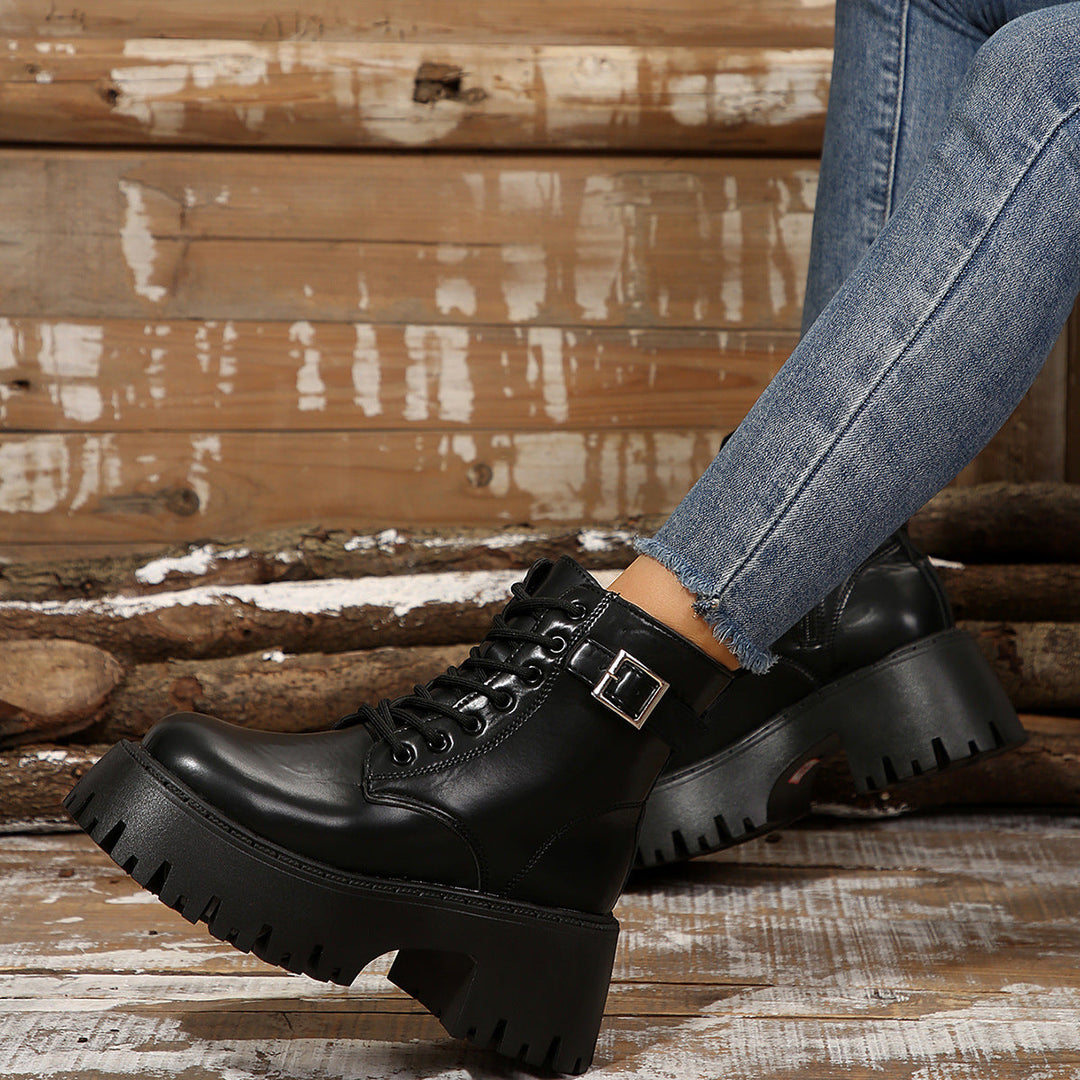 Women’s Sturdy Lace-Up Boots with Stylish Profile Sole Lune London