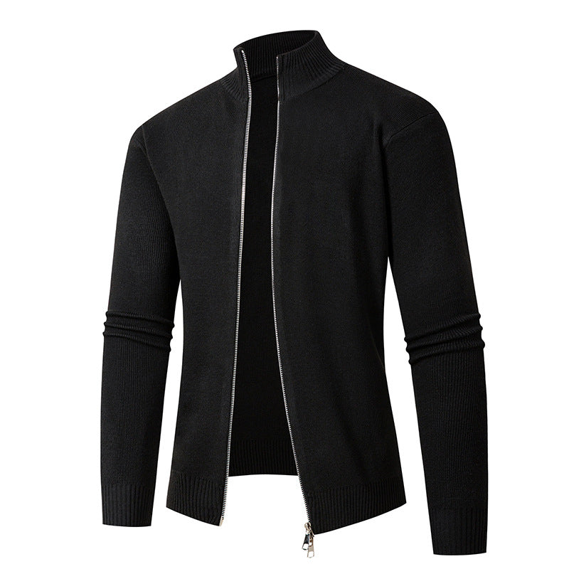 Knitted men's jacket with high collar and zipper Lune London