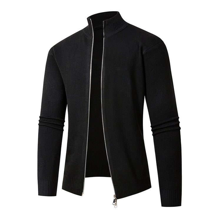 Knitted men's jacket with high collar and zipper Lune London
