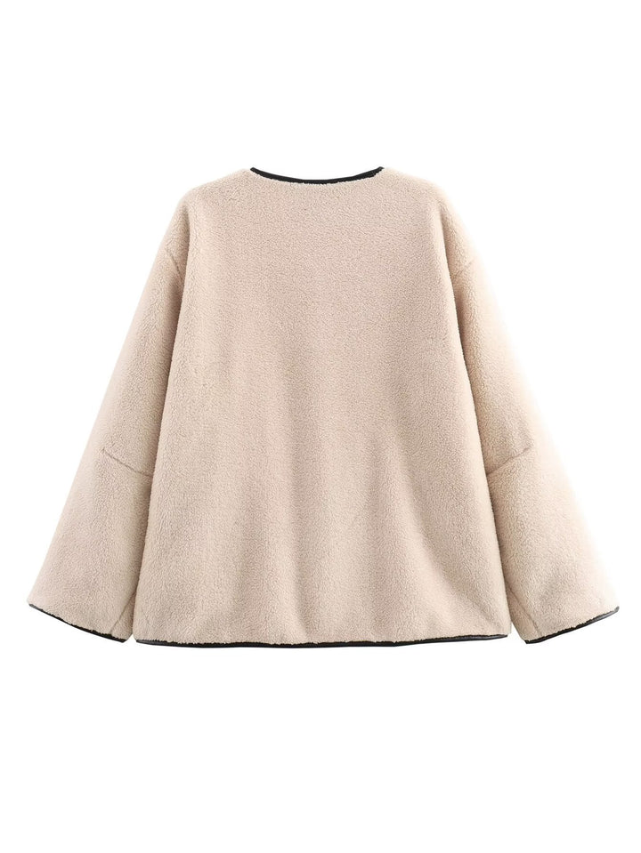 Ladies Soft Plush Clothing with Button Closure and Practical Pockets Lune London