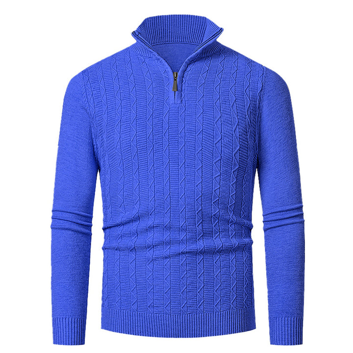 Men's knitted sweater with high collar and lovely cable knit design Lune London