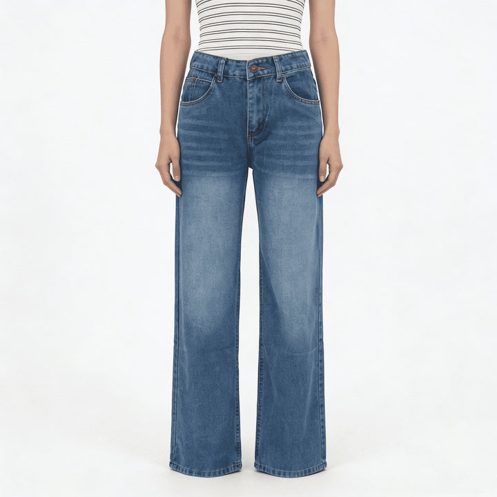 Women's wide denim pants with high waistband and casual cut Lune London