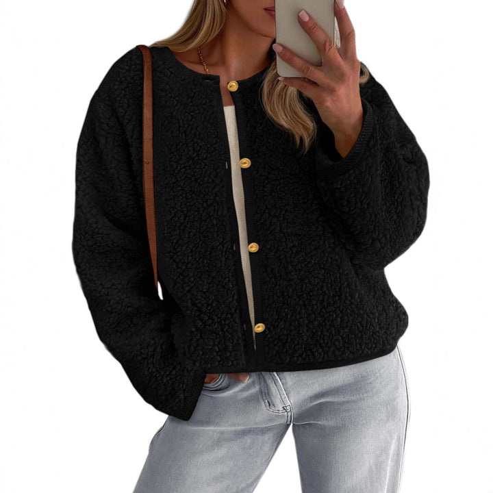 Veste en polaire confortable pour femmes avec détail de bouton et coupe surdimensionnée Chic & Stil
