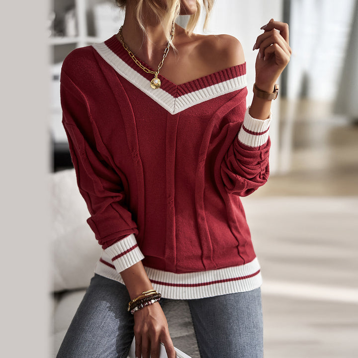 Casual top for women with off-shoulder cut and contrasting rib details Lune London