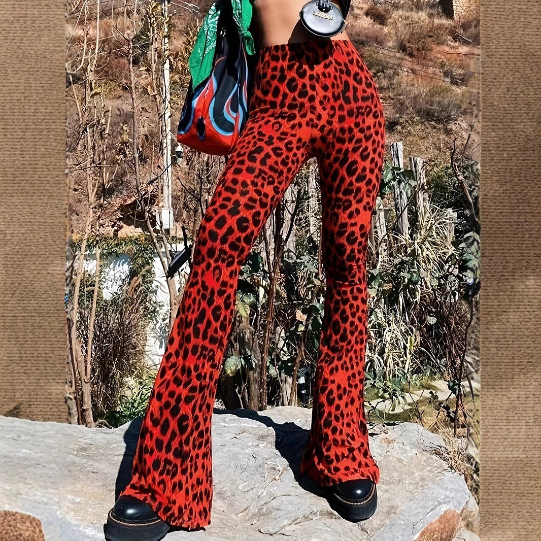 Lune London women's leopard print flared pants