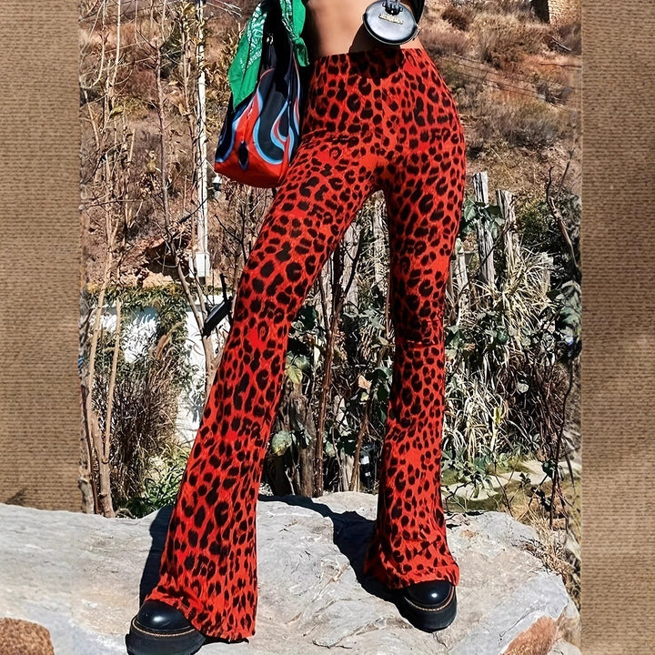 Lune London leopard print casual flared pants
