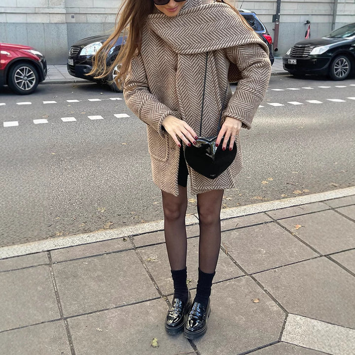 Modern wrap coat for women with structured design Lune London